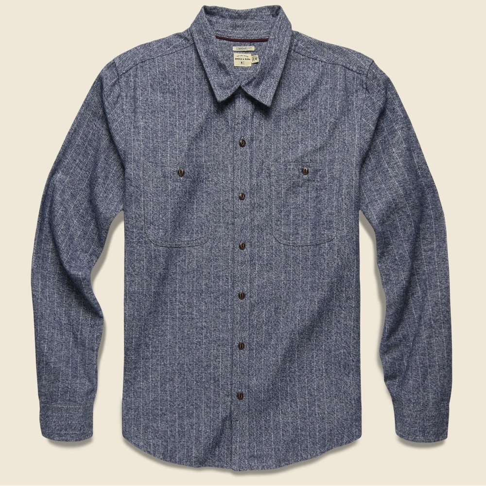Bridge & Burn Winslow Flannel - Navy Heather Stripe